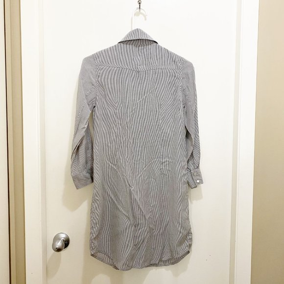 SALE 🔥2/$20🔥 Costa Blanca Long Cotton Stripe Button Shirt Dress S White Grey - Picture 5 of 10